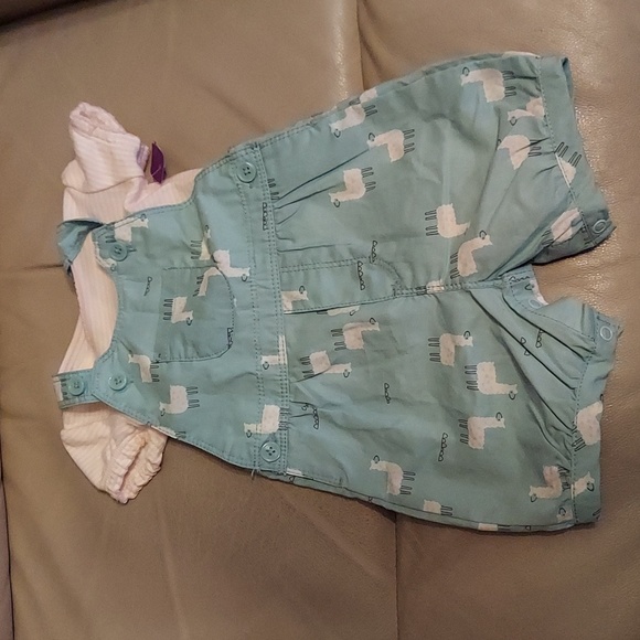 Baby girl's Just One You Llama overall short set - Picture 1 of 6